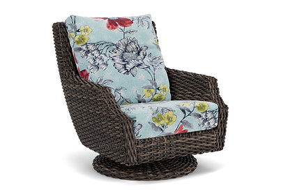 Lloyd Flanders - Largo High Back Swivel Rocker Lounge Chair In Vintage Oak Finish With Serena Floral Meadow Fabric - 2410804282079 view 1