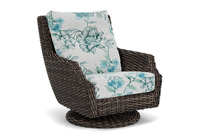 Lloyd Flanders - Largo High Back Swivel Rocker Lounge Chair In Vintage Oak Finish With Serena Floral Mist Fabric - 2410804282078 view 1