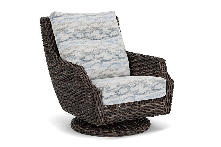 Lloyd Flanders - Largo High Back Swivel Rocker Lounge Chair In Vintage Oak Finish With Stratosphere Cloud Fabric - 2410804281966 view 1