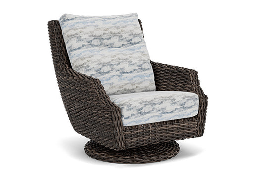 Lloyd Flanders - Largo High Back Swivel Rocker Lounge Chair In Vintage Oak Finish With Stratosphere Cloud Fabric - 2410804281966 view 1
