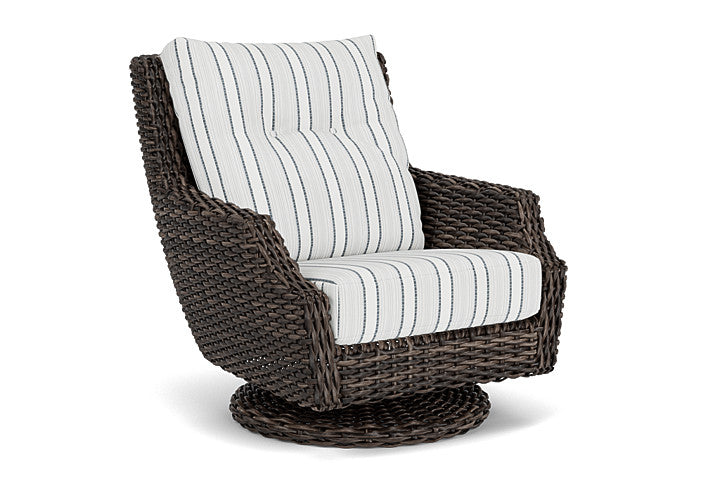 Lloyd Flanders - Largo High Back Swivel Rocker Lounge Chair In Vintage Oak Finish With Tamer Fog Fabric - 2410804282037 view 1