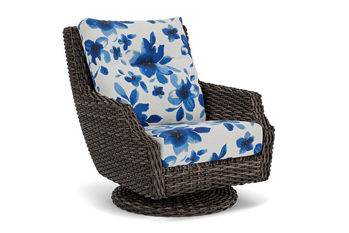 Lloyd Flanders - Largo High Back Swivel Rocker Lounge Chair In Vintage Oak Finish With Watercolor Blossom Capri Fabric - 241080428672 view 1