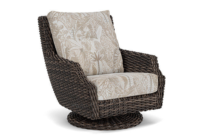 Lloyd Flanders - Largo High Back Swivel Rocker Lounge Chair In Vintage Oak Finish With Wayfarer Dune Fabric - 2410804282073 view 1