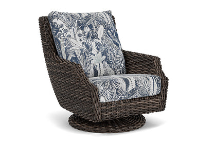 Lloyd Flanders - Largo High Back Swivel Rocker Lounge Chair In Vintage Oak Finish With Wayfarer Mist Fabric - 2410804282074 view 1