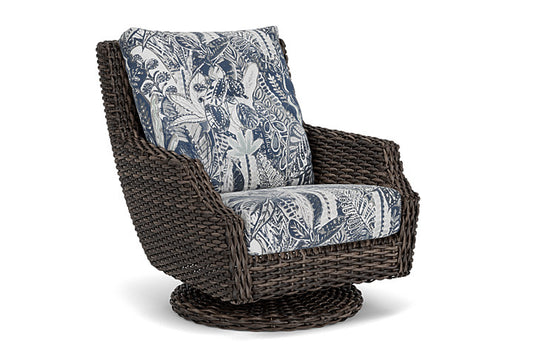 Lloyd Flanders - Largo High Back Swivel Rocker Lounge Chair In Vintage Oak Finish With Wayfarer Mist Fabric - 2410804282074 view 1