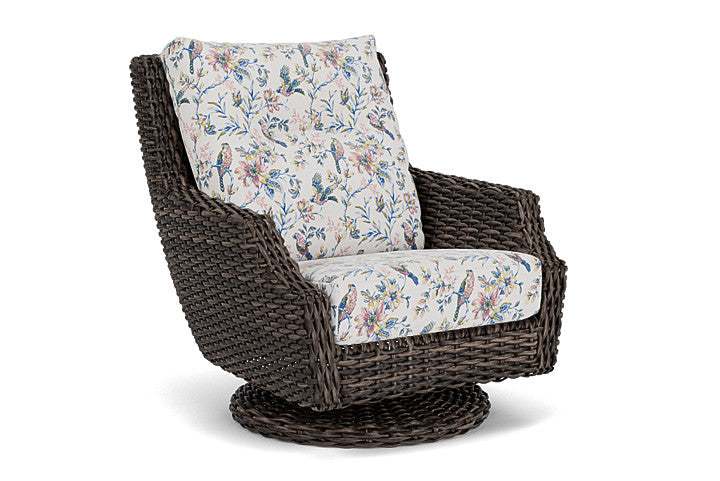 Lloyd Flanders - Largo High Back Swivel Rocker Lounge Chair In Vintage Oak Finish With Whimsical Bird Song Fabric - 2410804282080 view 1