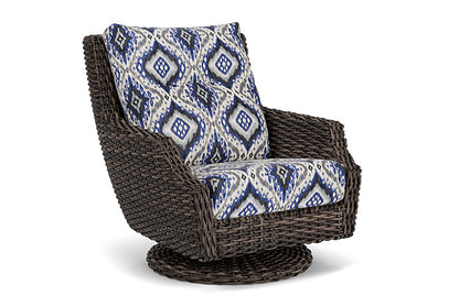 Lloyd Flanders - Largo High Back Swivel Rocker Lounge Chair In Vintage Oak Finish With Yoko Mediterranean Fabric - 241080428705 view 1