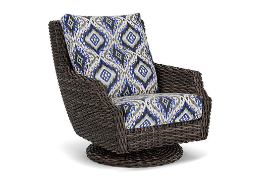 Lloyd Flanders - Largo High Back Swivel Rocker Lounge Chair In Vintage Oak Finish With Yoko Mediterranean Fabric - 241080428705 view 1