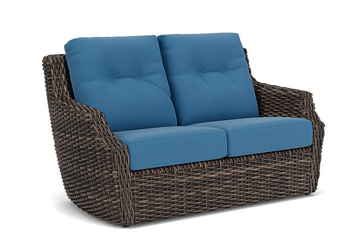 Lloyd Flanders - Largo Loveseat In Vintage Oak Finish With Bamboo Bay Sky Fabric - 2410504282007 view 1