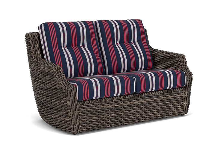 Lloyd Flanders - Largo Loveseat In Vintage Oak Finish With Berkely Hall Navy Fabric - 2410504282063 view 1