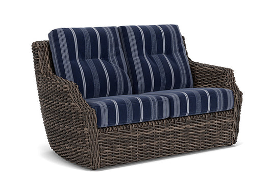 Lloyd Flanders - Largo Loveseat In Vintage Oak Finish With Consider Indigo Fabric - 2410504281969 view 1