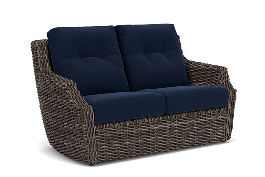Lloyd Flanders - Largo Loveseat In Vintage Oak Finish With Decorline Navy Fabric - 2410504282019 view 1
