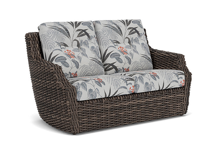 Lloyd Flanders - Largo Loveseat In Vintage Oak Finish With Delicate Botanical Slate Fabric - 2410504282076 view 1
