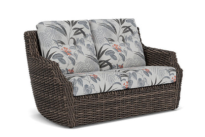 Lloyd Flanders - Largo Loveseat In Vintage Oak Finish With Delicate Botanical Slate Fabric - 2410504282076 view 1