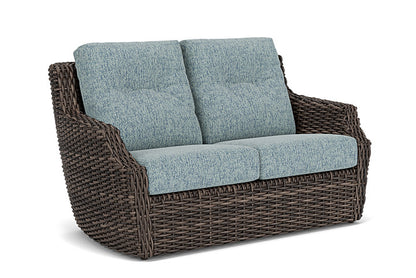 Lloyd Flanders - Largo Loveseat In Vintage Oak Finish With Serene Ocean Fabric - 2410504282032 view 1