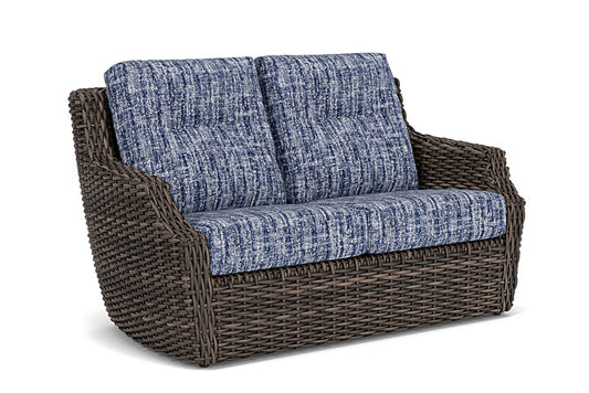 Lloyd Flanders - Largo Loveseat In Vintage Oak Finish With Visions Cobalt Fabric - 241050428683 view 1