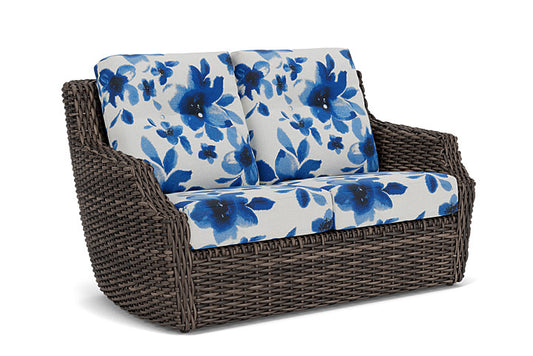 Lloyd Flanders - Largo Loveseat In Vintage Oak Finish With Watercolor Blossom Capri Fabric - 241050428672 view 1