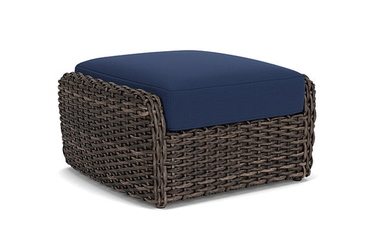 Lloyd Flanders - Largo Ottoman In Vintage Oak Finish With Beach Navy Fabric - 2410174282013 view 1