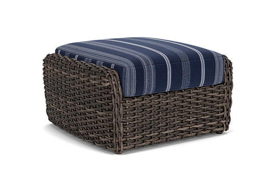 Lloyd Flanders - Largo Ottoman In Vintage Oak Finish With Consider Indigo Fabric - 2410174281969 view 1
