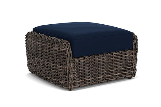 Lloyd Flanders - Largo Ottoman In Vintage Oak Finish With Decorline Navy Fabric - 2410174282019 view 1