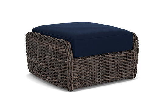 Lloyd Flanders - Largo Ottoman In Vintage Oak Finish With Decorline Navy Fabric - 2410174282019 view 2