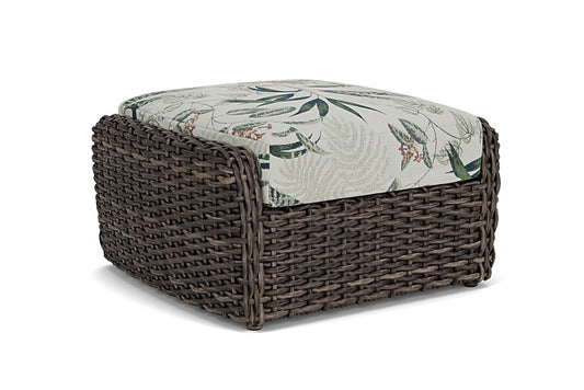 Lloyd Flanders - Largo Ottoman In Vintage Oak Finish With Delicate Botanical Sage Fabric - 2410174282075 view 1