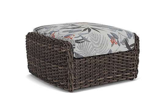 Lloyd Flanders - Largo Ottoman In Vintage Oak Finish With Delicate Botanical Slate Fabric - 2410174282076 view 1