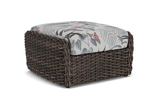 Lloyd Flanders - Largo Ottoman In Vintage Oak Finish With Delicate Botanical Slate Fabric - 2410174282076 view 2