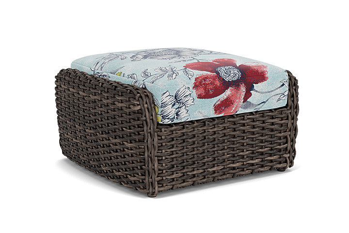 Lloyd Flanders - Largo Ottoman In Vintage Oak Finish With Serena Floral Meadow Fabric - 2410174282079 view 1