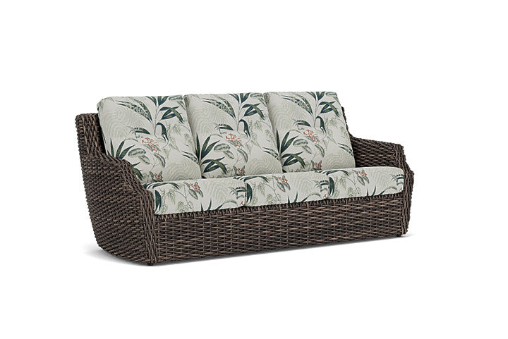 Lloyd Flanders - Largo Sofa In Vintage Oak Finish With Delicate Botanical Sage Fabric - 2410554282075 view 1
