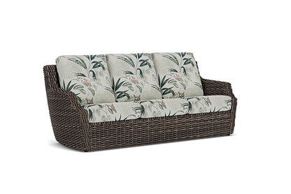 Lloyd Flanders - Largo Sofa In Vintage Oak Finish With Delicate Botanical Sage Fabric - 2410554282075 view 1