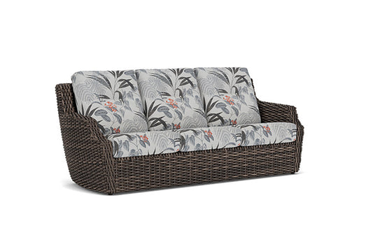 Lloyd Flanders - Largo Sofa In Vintage Oak Finish With Delicate Botanical Slate Fabric - 2410554282076 view 1