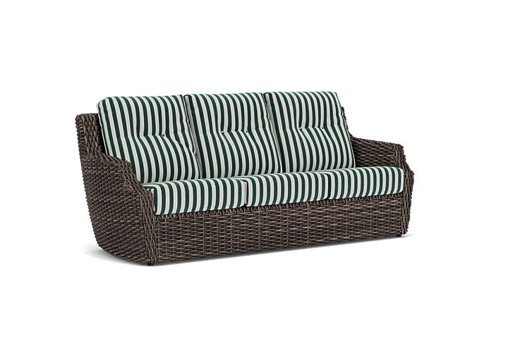 Lloyd Flanders - Largo Sofa In Vintage Oak Finish With Safari/White Stripe Fabric - 241055428269 view 1