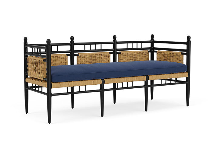 Lloyd Flanders - Low Country 3-Seat Garden Bench In Natural Finish With Beach Navy Fabric - 772370672013 view 1