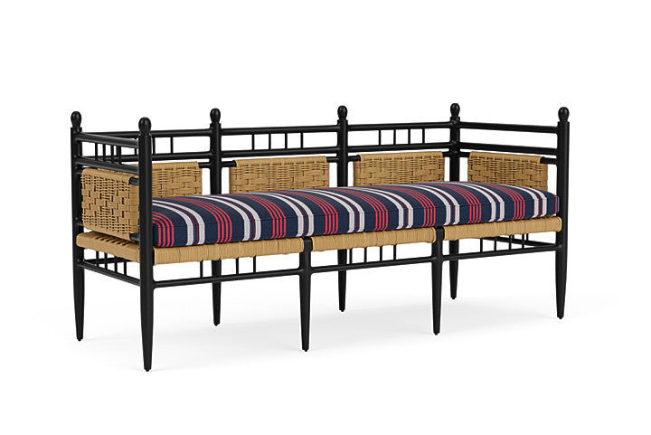 Lloyd Flanders - Low Country 3-Seat Garden Bench In Natural Finish With Berkely Hall Navy Fabric - 772370672063 view 1