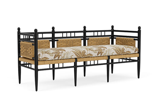Lloyd Flanders - Low Country 3-Seat Garden Bench In Natural Finish With Botanic Willow Fabric - 77237067164 view 1