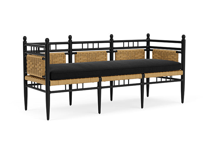 Lloyd Flanders - Low Country 3-Seat Garden Bench In Natural Finish With Canvas Black Fabric - 77237067157 view 1