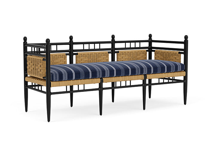 Lloyd Flanders - Low Country 3-Seat Garden Bench In Natural Finish With Consider Indigo Fabric - 772370671969 view 1