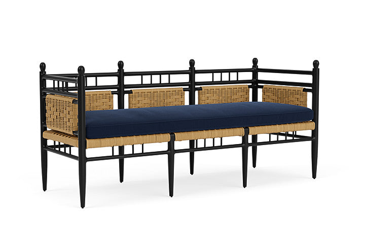 Lloyd Flanders - Low Country 3-Seat Garden Bench In Natural Finish With Decorline Navy Fabric - 772370672019 view 1