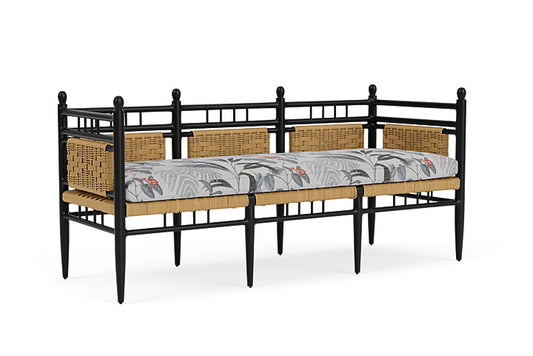 Lloyd Flanders - Low Country 3-Seat Garden Bench In Natural Finish With Delicate Botanical Slate Fabric - 772370672076 view 1