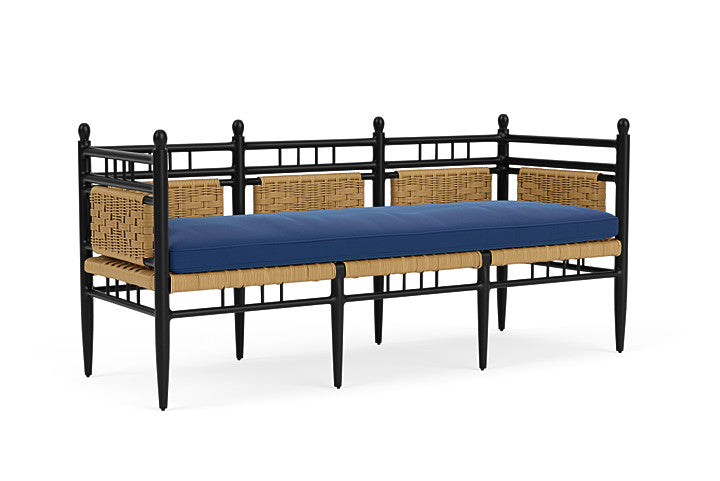 Lloyd Flanders - Low Country 3-Seat Garden Bench In Natural Finish With Flagship Lapis Fabric - 772370671813 view 1