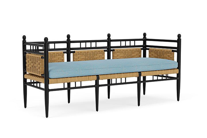 Lloyd Flanders - Low Country 3-Seat Garden Bench In Natural Finish With Leeds Light Blue Fabric - 772370672058 view 1