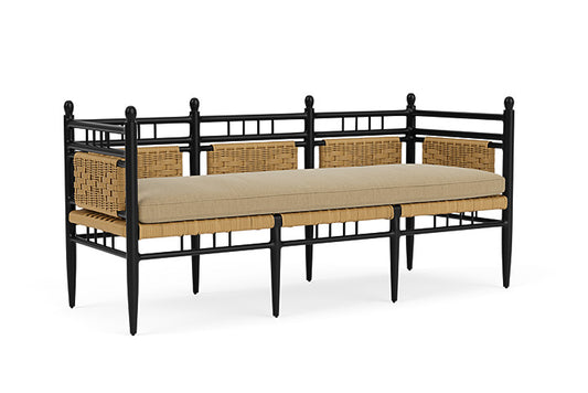 Lloyd Flanders - Low Country 3-Seat Garden Bench In Natural Finish With Loveboat Saffron Fabric - 772370672009 view 1