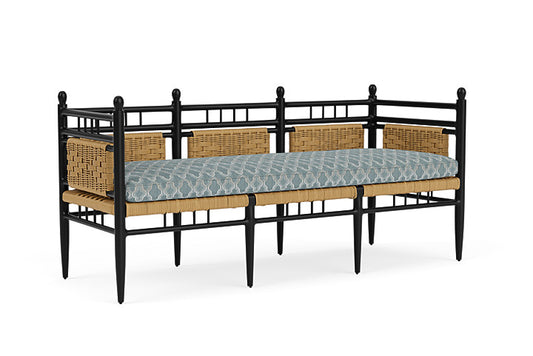 Lloyd Flanders - Low Country 3-Seat Garden Bench In Natural Finish With Luna Mist Fabric - 772370672070 view 1