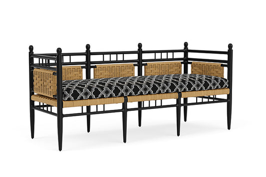 Lloyd Flanders - Low Country 3-Seat Garden Bench In Natural Finish With Luna Onyx Fabric - 772370672071 view 1