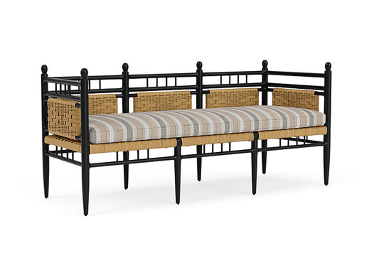 Lloyd Flanders - Low Country 3-Seat Garden Bench In Natural Finish With Purveyor Pewter Fabric - 77237067146 view 1
