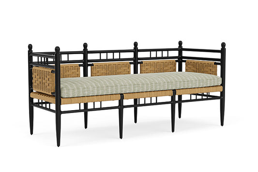 Lloyd Flanders - Low Country 3-Seat Garden Bench In Natural Finish With Romulo Laurel Fabric - 772370672049 view 1