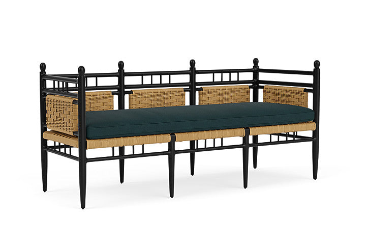 Lloyd Flanders - Low Country 3-Seat Garden Bench In Natural Finish With Sandberg Lagoon Fabric - 772370672039 view 1