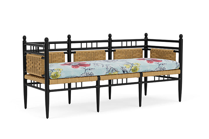 Lloyd Flanders - Low Country 3-Seat Garden Bench In Natural Finish With Serena Floral Meadow Fabric - 772370672079 view 1