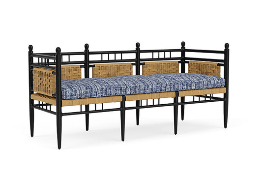 Lloyd Flanders - Low Country 3-Seat Garden Bench In Natural Finish With Visions Cobalt Fabric - 77237067683 view 1